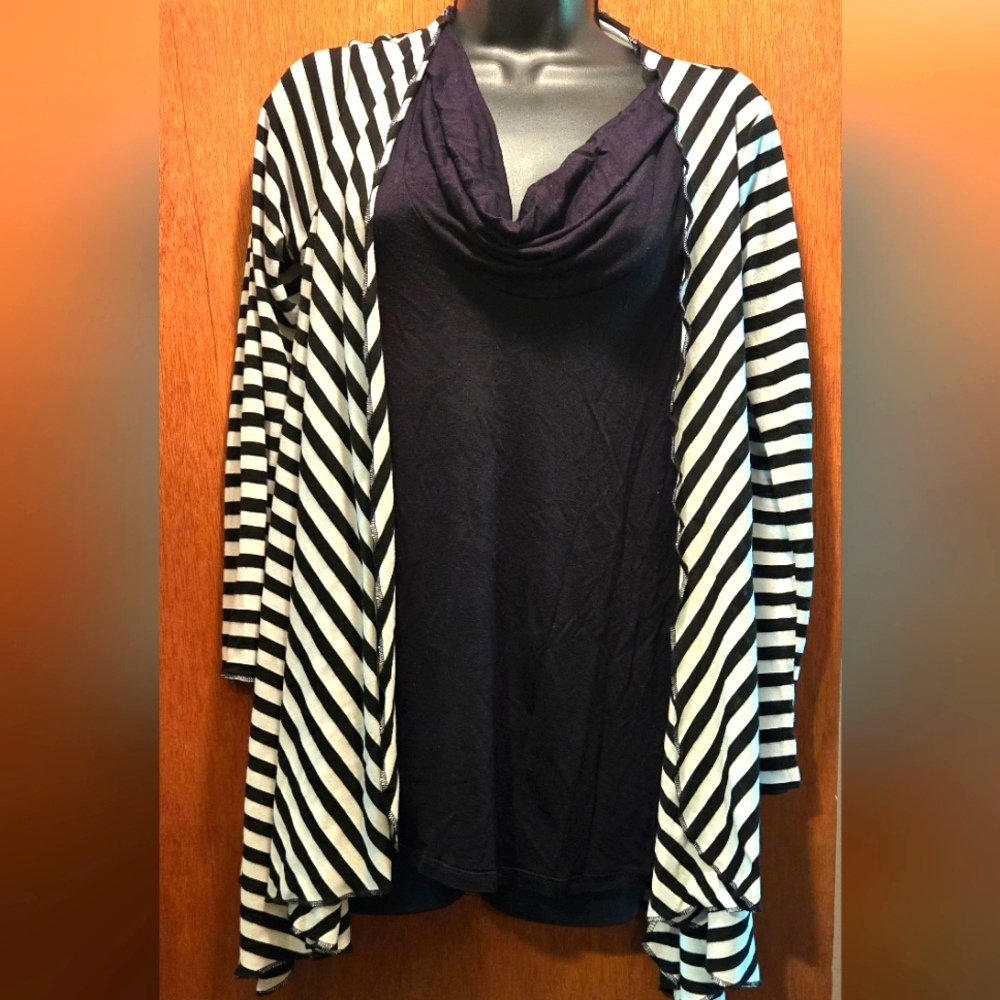 Dorothy Perkins one piece blak&white layered tunic/top szL